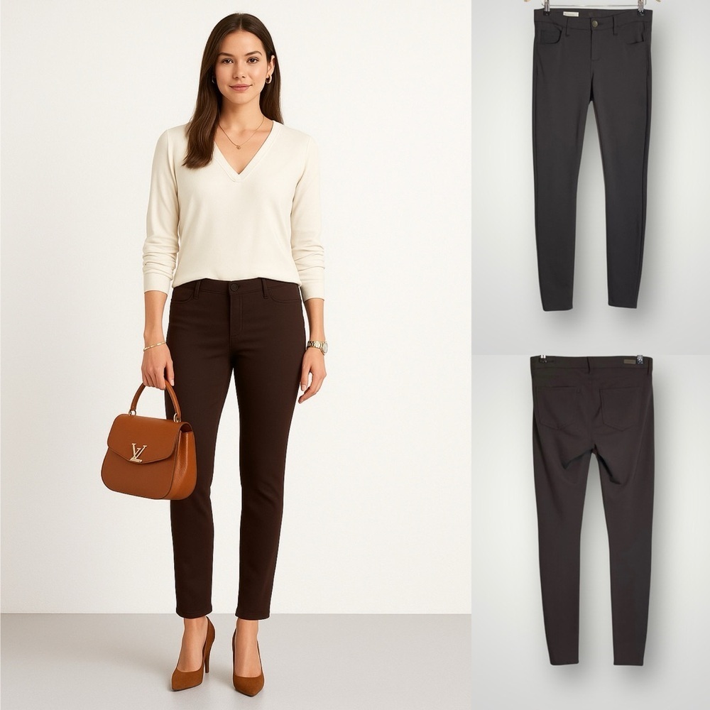 Kut From The Kloth Mia Toothpick Skinny Ponte Pants Size 4 Brown Stretch Pockets